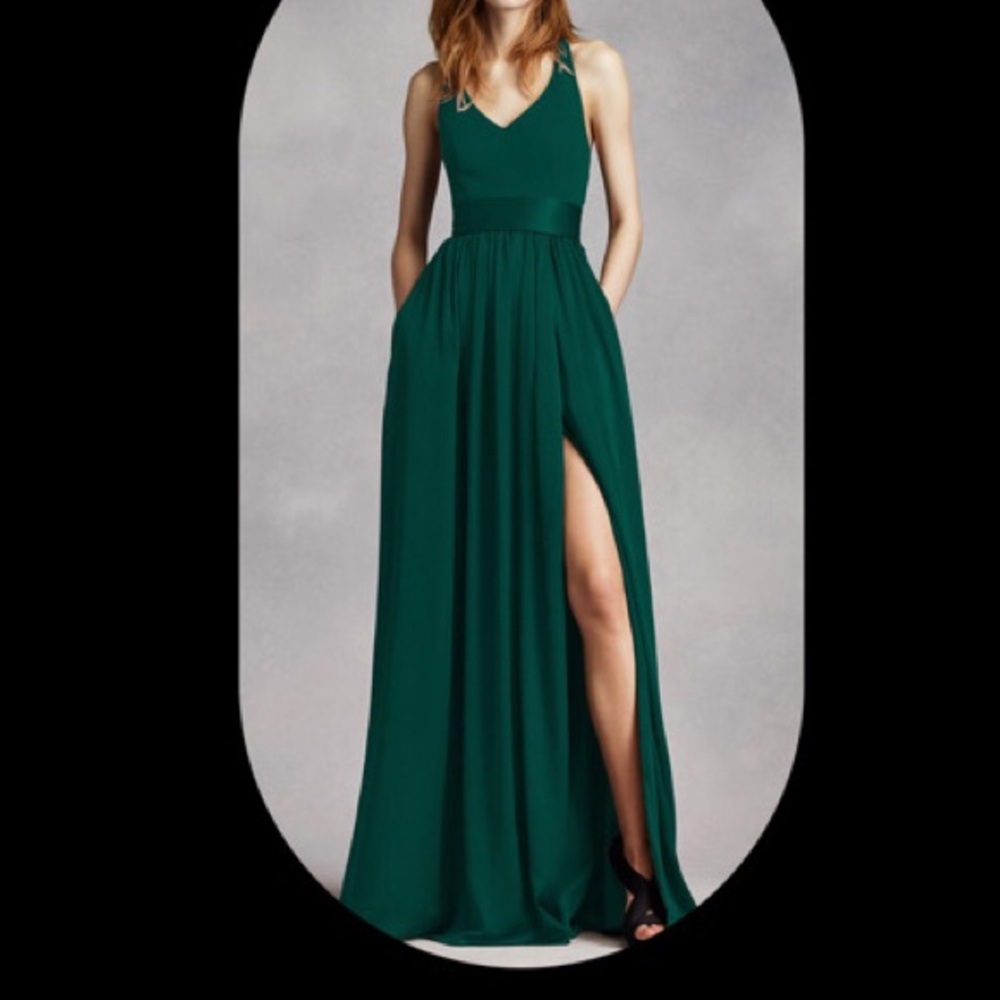 V Neck Halter Gown bridesmaid dress